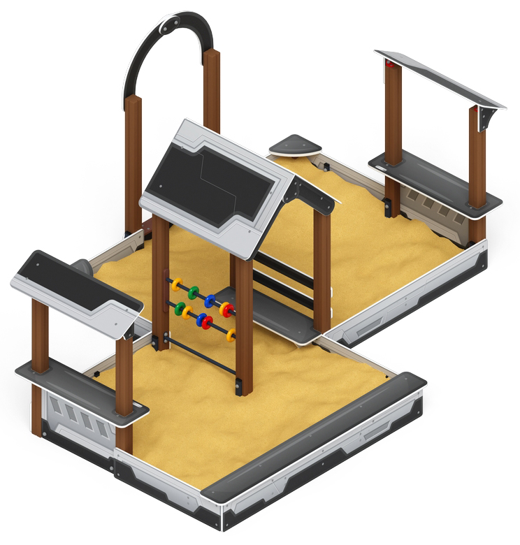 Песочный дворик двойной большой с навесом Домик (Техно) - ИО 6.01.03-04