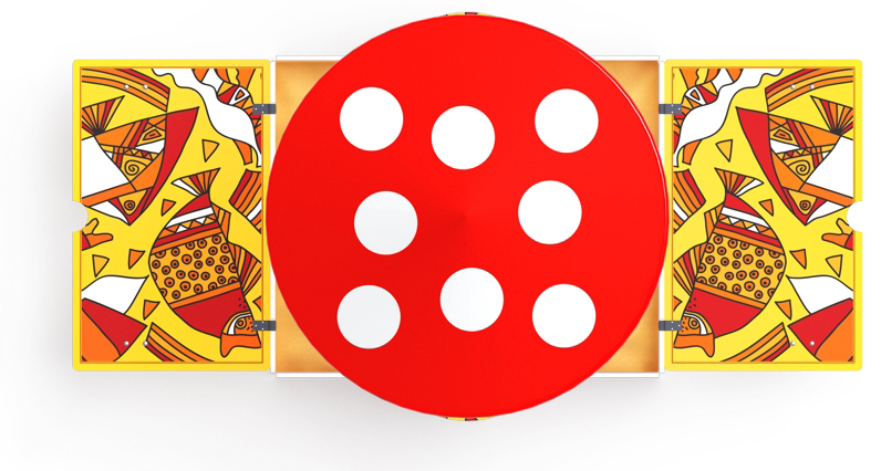 Песочница с крышкой средняя и навесом Грибок (Рыбы) - ИО 5.01.10-08