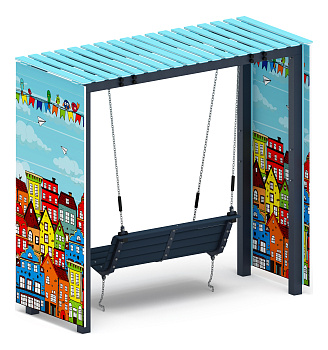 Пергола с диваном (Город) - МФ 78.06.01-05.И1/без поликарбоната/