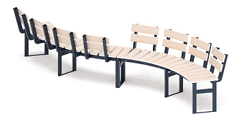 Модульная скамья радиальная (беленый дуб) МФ 42.01.22-01