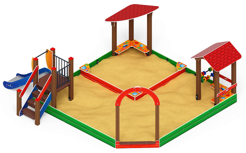 Песочный дворик с горкой (Ракушки) - ИО 6.01.05-01 H=750