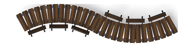 Модульная скамья радиальная (темный дуб) МФ 42.01.23