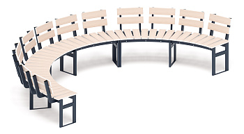 Модульная скамья радиальная (беленый дуб) МФ 42.01.25-01