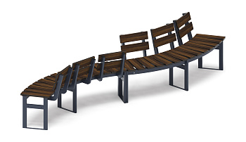 Модульная скамья радиальная (темный дуб) МФ 42.01.23