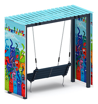 Пергола с диваном (Коты) - МФ 78.06.01-07.И1 /без поликарбоната/