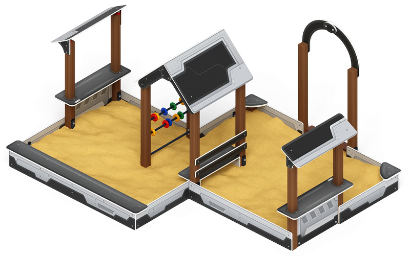 Песочный дворик двойной большой с навесом Домик (Техно) - ИО 6.01.03-04