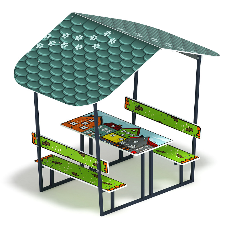 Столик детский с навесом (город) - МФ 31.01.08-05