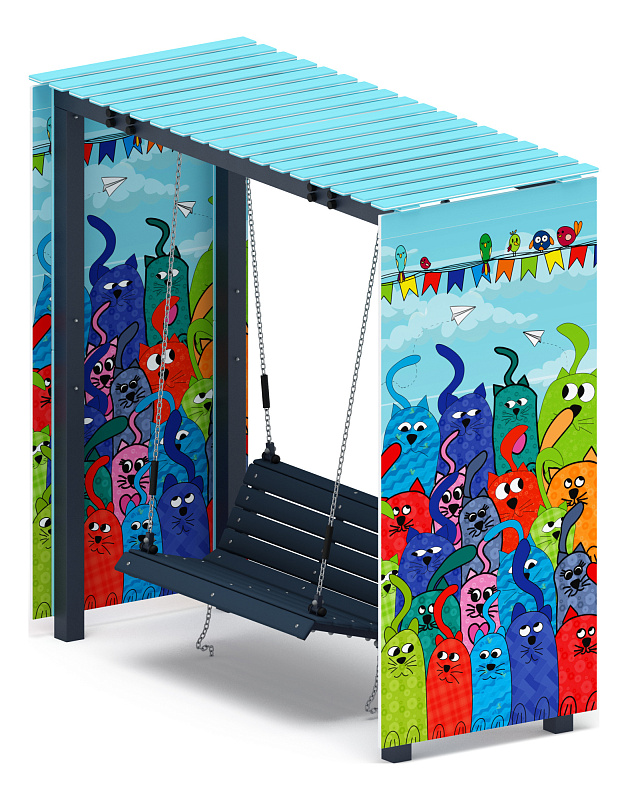 Пергола с диваном (Коты) - МФ 78.06.01-07.И1 /без поликарбоната/