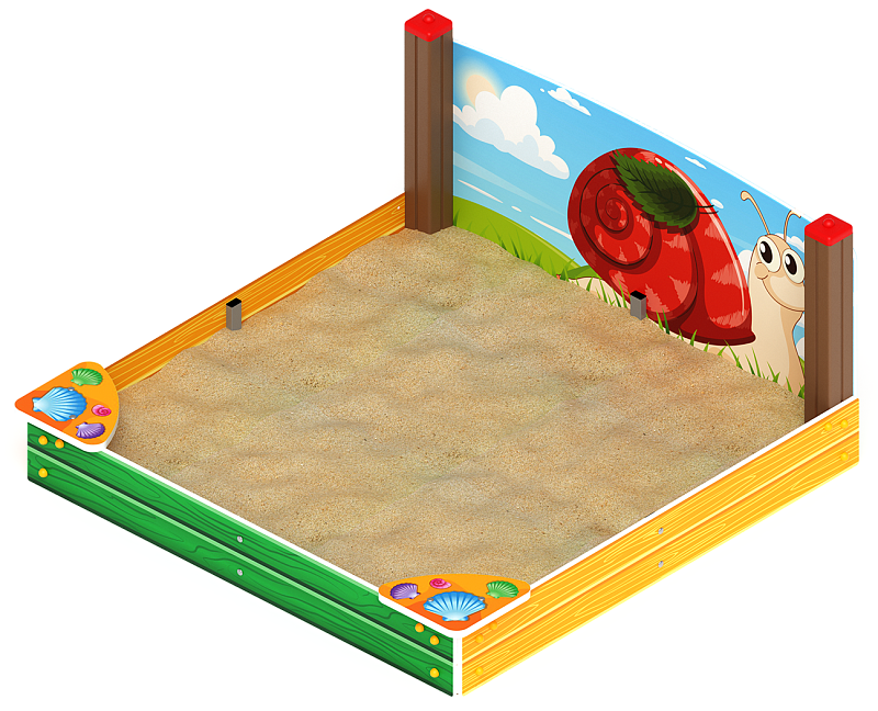 Песочница средняя с ограждением Улитка (Ракушки) - ИО 5.01.02-02