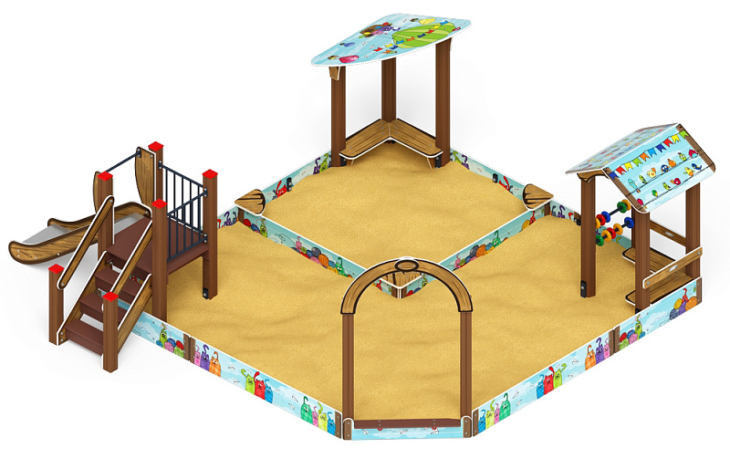 Песочный дворик с горкой (Коты) - ИО 6.01.05-03 H=750