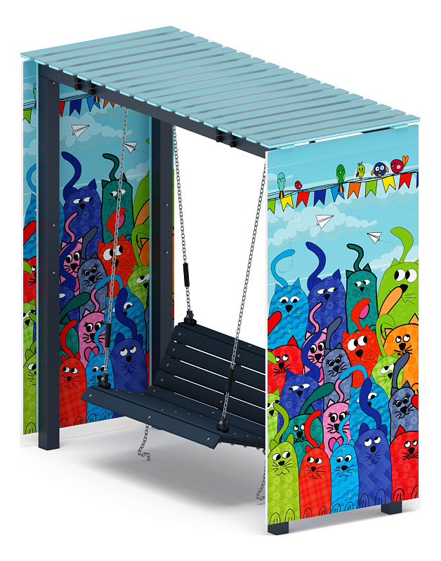 Пергола с диваном (Коты) - МФ 78.06.01-06.И1 /с поликарбонатом/