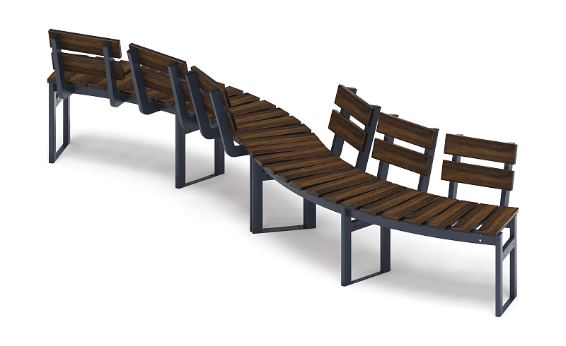 Модульная скамья радиальная (темный дуб) МФ 42.01.23