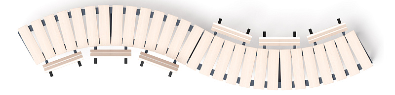 Модульная скамья радиальная (беленый дуб) МФ 42.01.23-01