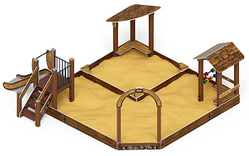 Песочный дворик с горкой (Коричневый) - ИО 6.01.05-02 H=750