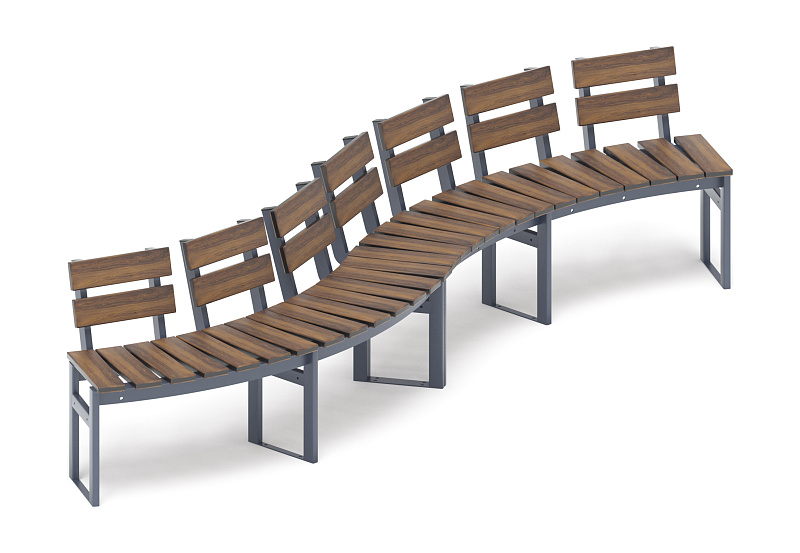 Модульная скамья радиальная (темный дуб) МФ 42.01.21