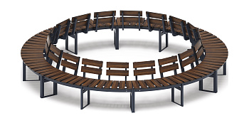 Модульная скамья радиальная (темный дуб) МФ 42.01.27