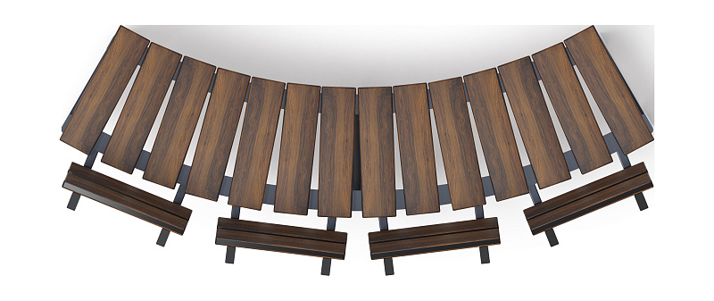 Модульная скамья радиальная (темный дуб) МФ 42.01.18