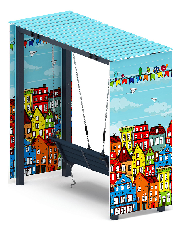 Пергола с диваном (Город) - МФ 78.06.01-05.И1/без поликарбоната/