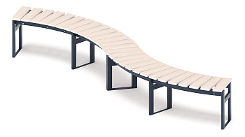 Модульная скамья радиальная (беленый дуб) МФ 42.01.20-01