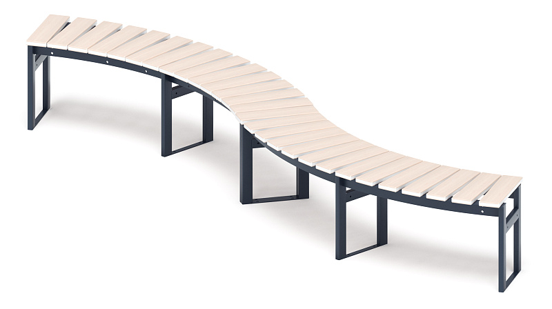 Модульная скамья радиальная (беленый дуб) МФ 42.01.20-01