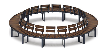 Модульная скамья радиальная (темный дуб) МФ 42.01.27