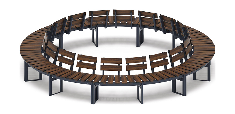 Модульная скамья радиальная (темный дуб) МФ 42.01.27