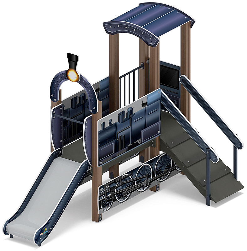 Паровозик (серо-синий) мини - ДИК 1.03.5.01-13 - Игровой комплекс H=750