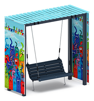 Пергола с диваном (Коты) - МФ 78.06.01-07.И1 /без поликарбоната/