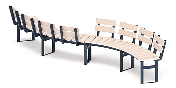 Модульная скамья радиальная (беленый дуб) МФ 42.01.22-01
