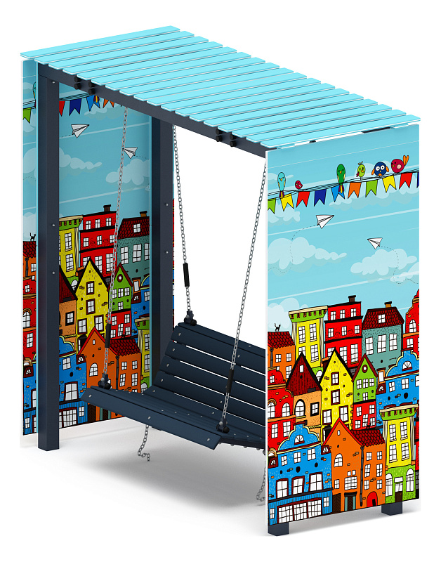 Пергола с диваном (Город) - МФ 78.06.01-05.И1/без поликарбоната/