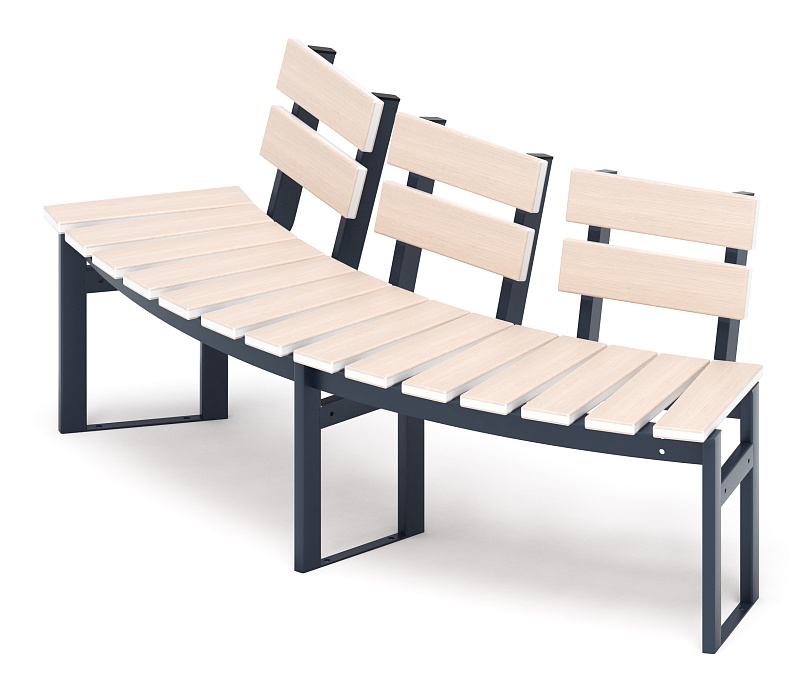 Модульная скамья радиальная (беленый дуб) МФ 42.01.19-01