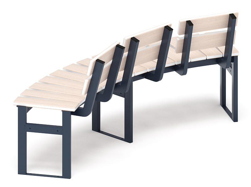 Модульная скамья радиальная (беленый дуб) МФ 42.01.19-01