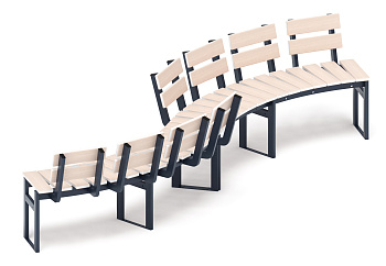 Модульная скамья радиальная (беленый дуб) МФ 42.01.22-01
