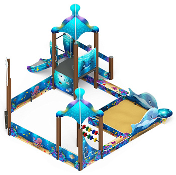 Песочный дворик с горкой Морской - ИО 6.17.01-01 H=750