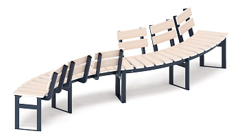 Модульная скамья радиальная (беленый дуб) МФ 42.01.23-01