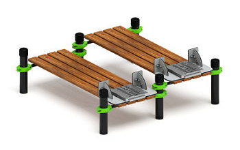 Воркаут 108. Гимнастическая скамья двойная из наклона положения сидя с линейкой (зеленый) ВТ 02.11-02