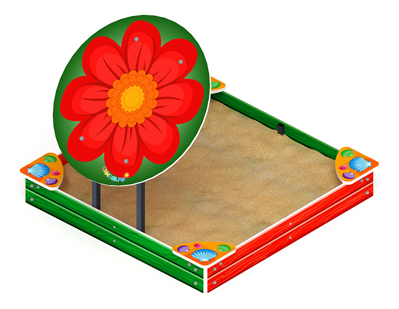 Песочница средняя с навесом Цветок (Ракушки) - ИО 5.01.08-02