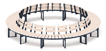 Модульная скамья радиальная (беленый дуб) МФ 42.01.27-01