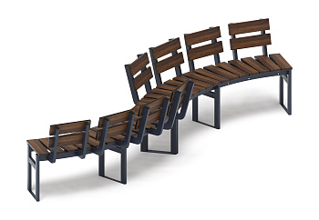 Модульная скамья радиальная (темный дуб) МФ 42.01.22