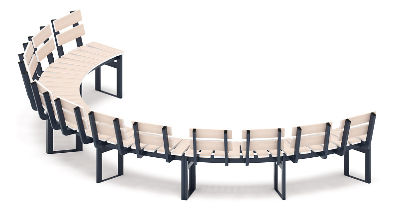 Модульная скамья радиальная (беленый дуб) МФ 42.01.25-01