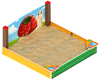 Песочница средняя с ограждением Улитка (Ракушки) - ИО 5.01.02-02